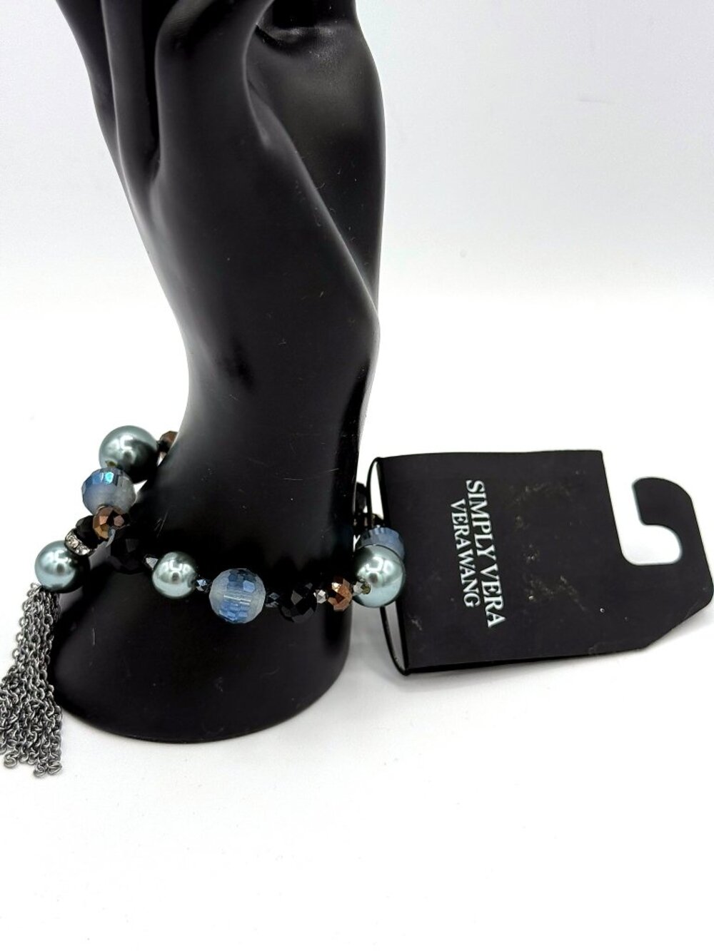 NWT Simply Vera Vera Wang Beaded Stretch Bracelet with Tassel Accent